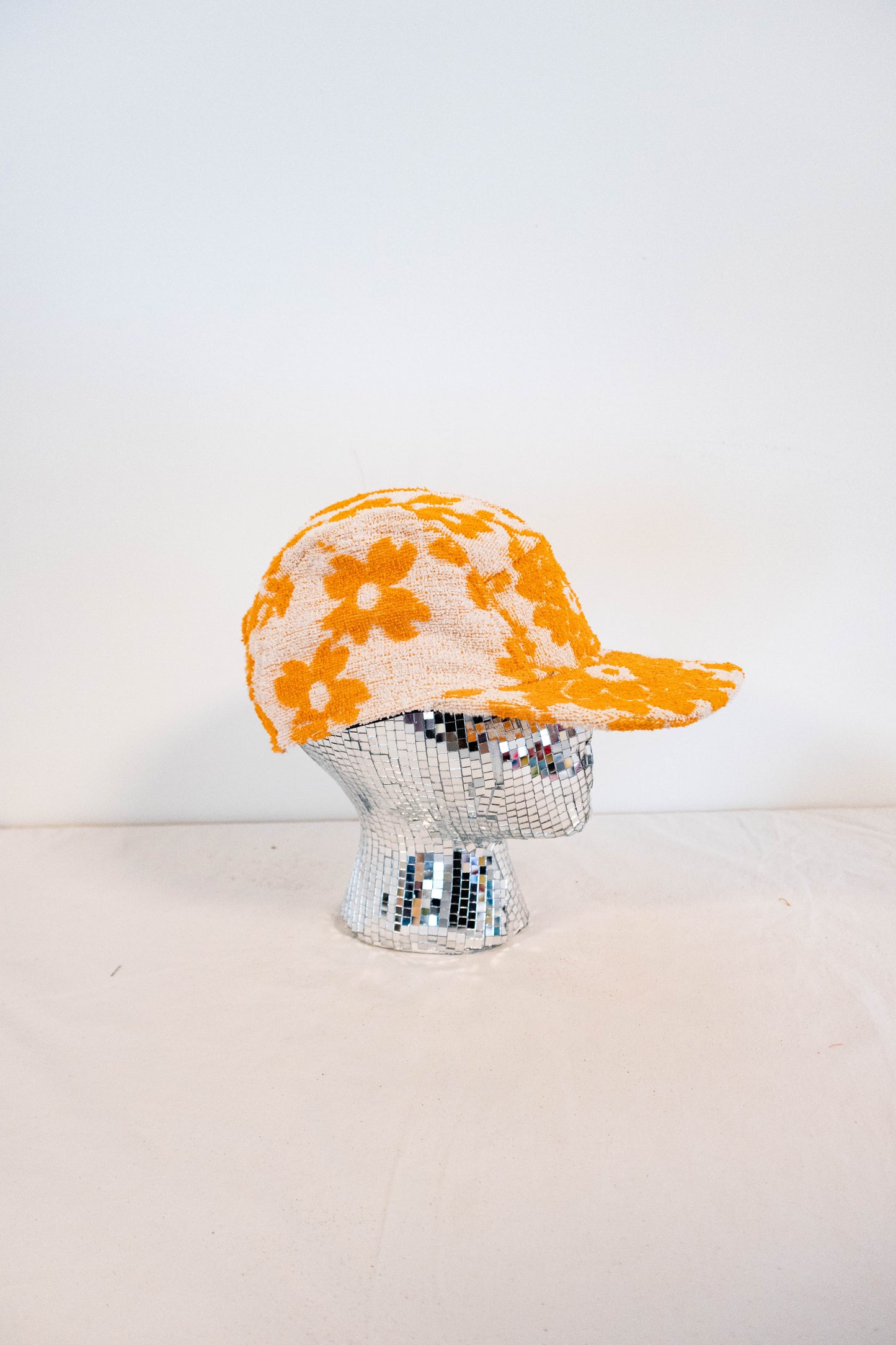 Upcycled Vintage Orange Floral 5-Panel Hat