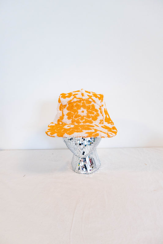 Upcycled Vintage Orange Floral 5-Panel Hat