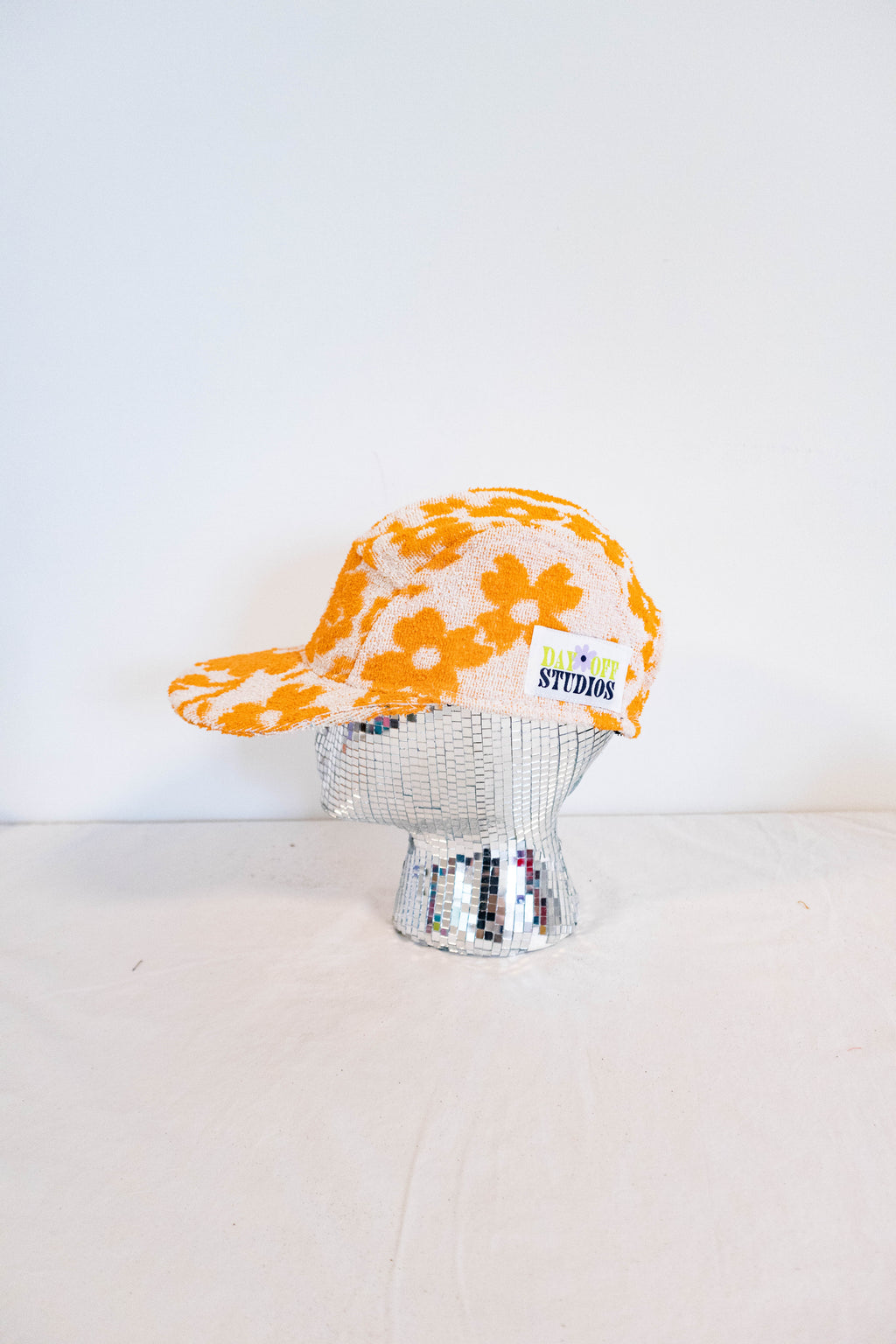 Upcycled Vintage Orange Floral 5-Panel Hat