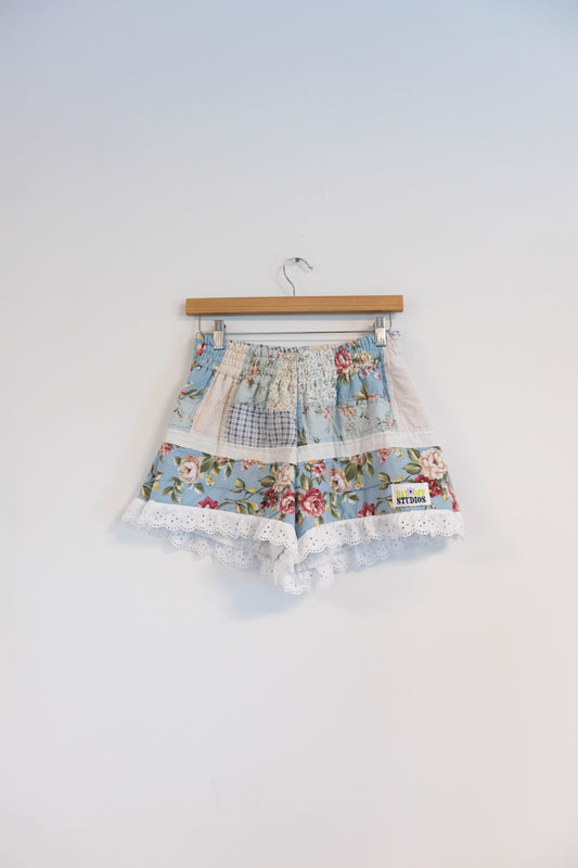 Ruffle Hem Upcycled Quilt Shorts