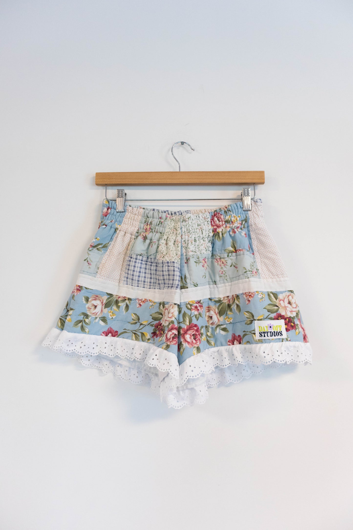Ruffle Hem Upcycled Quilt Shorts
