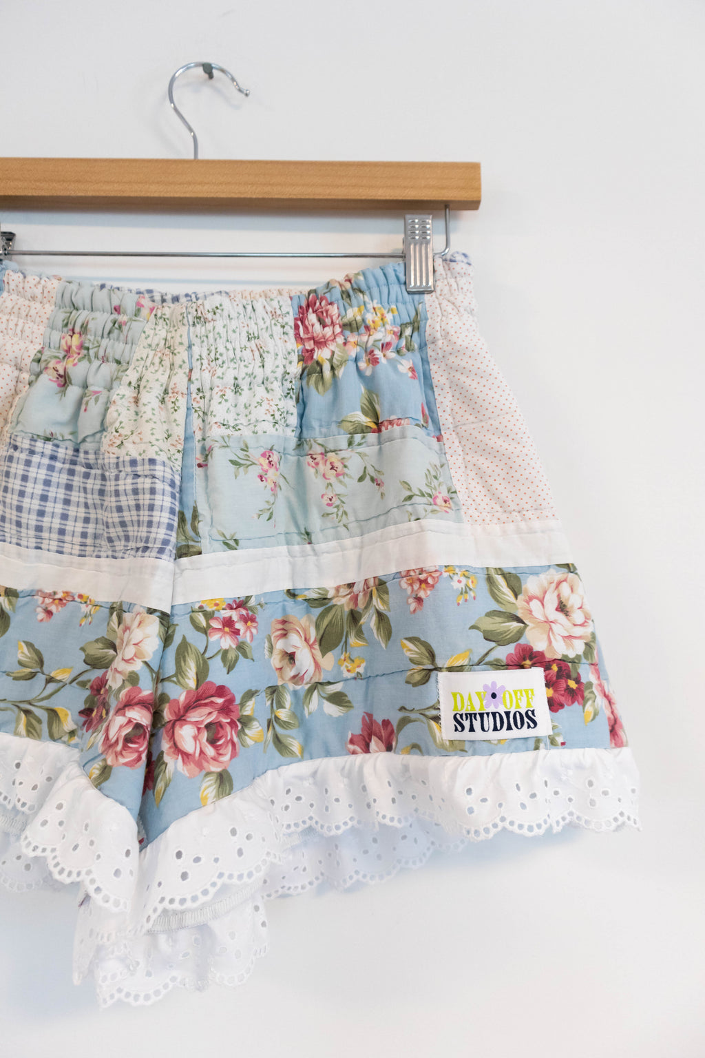 Ruffle Hem Upcycled Quilt Shorts