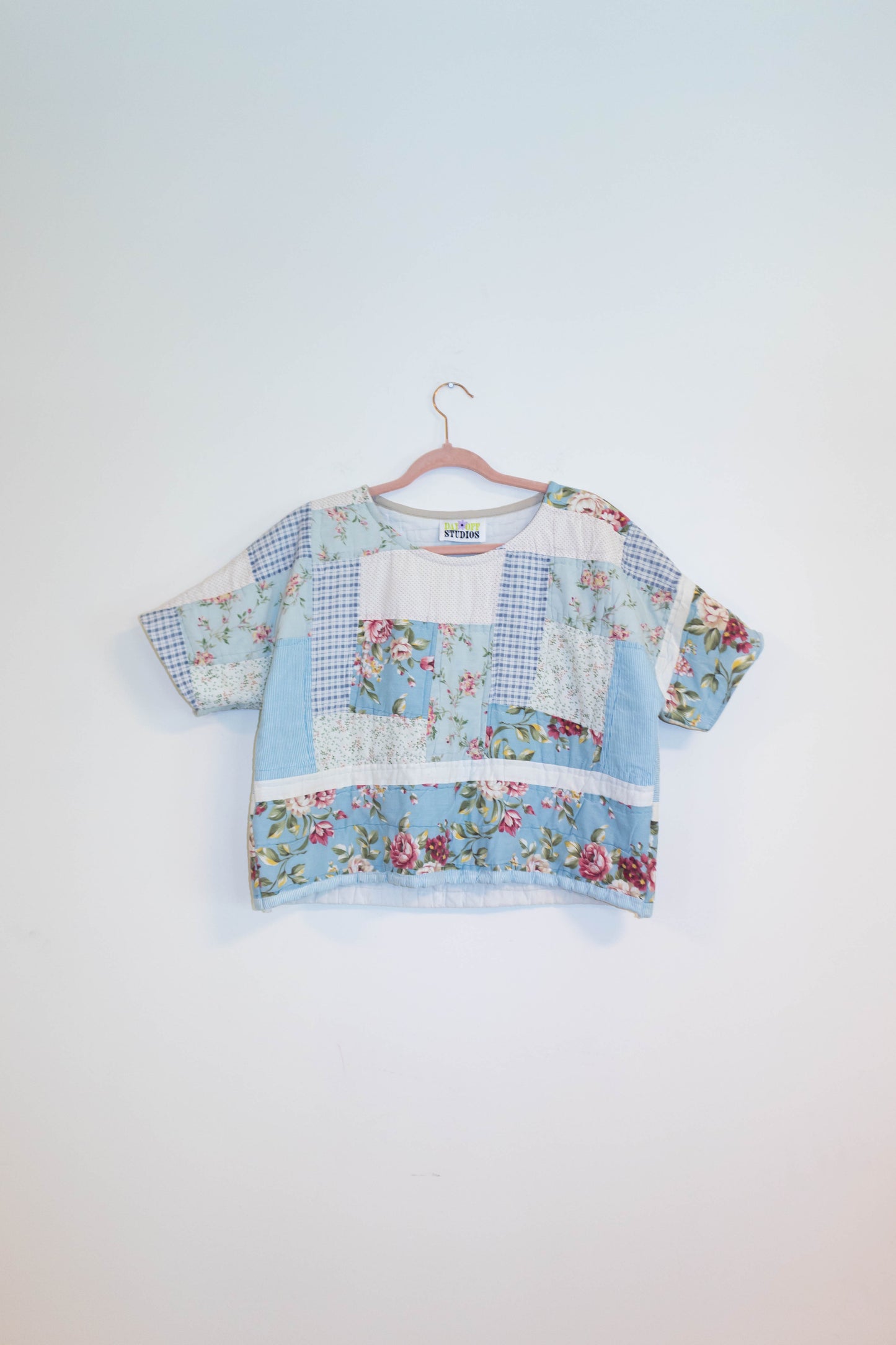 Upcycle Blue Flower Quilted Top