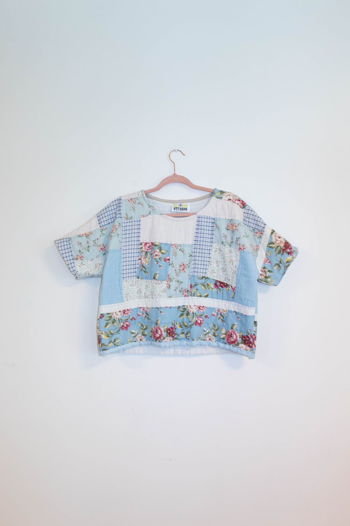 Upcycle Blue Flower Quilted Top