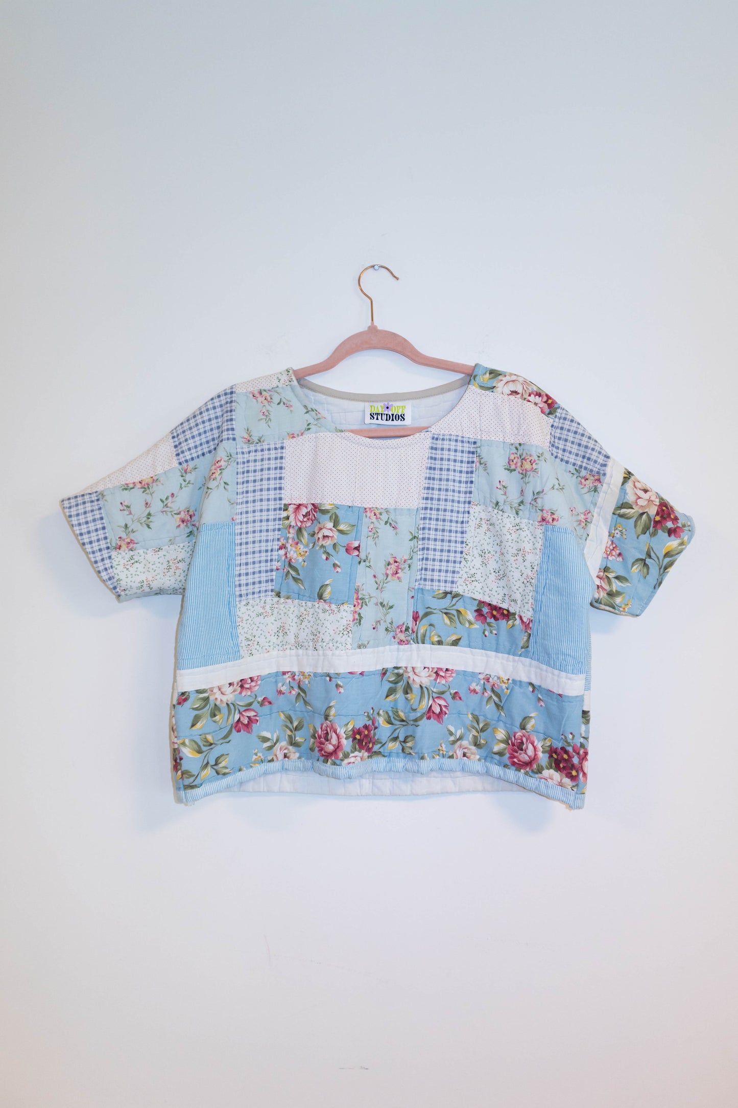 Upcycle Blue Flower Quilted Top