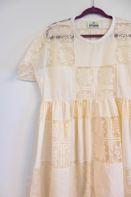 Upycyled Vintage Lace Tablecloth Babydoll Dress