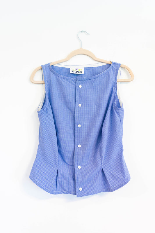 Blue Boatneck Button Down