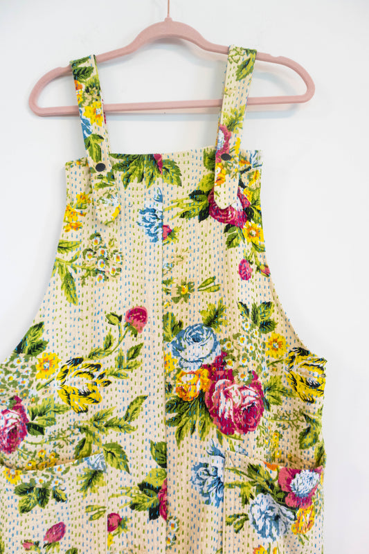 Upcyled Floral Quilt Dungarees