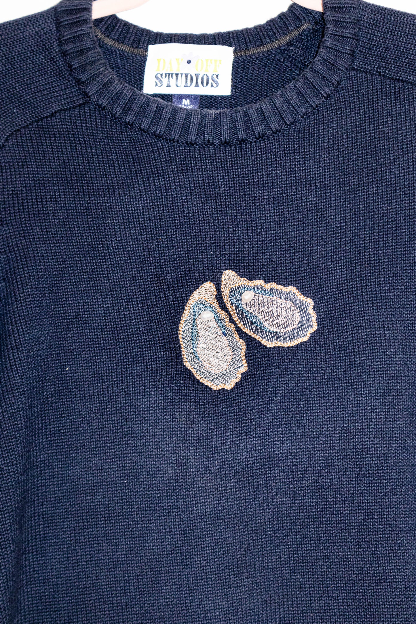 Oyster & Pearl Embroidery Sweater - Large