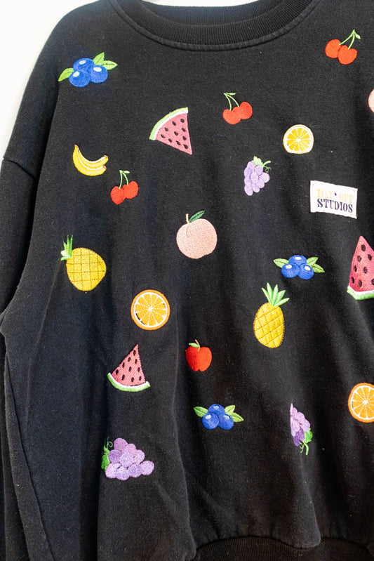 Embroidered Fruit Party Sweatshirt - XL