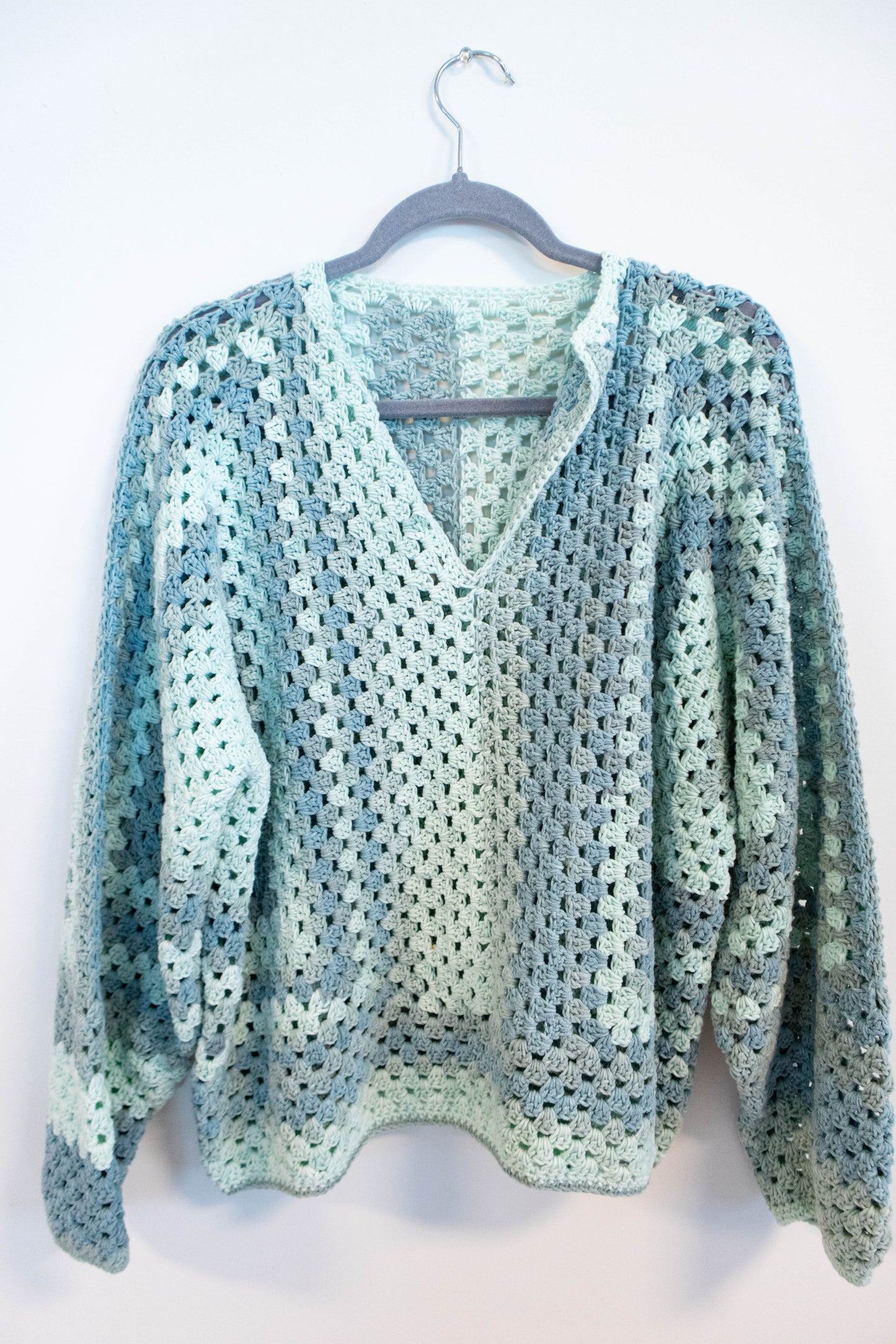 Handmade V-Neck Crocheted Sweater