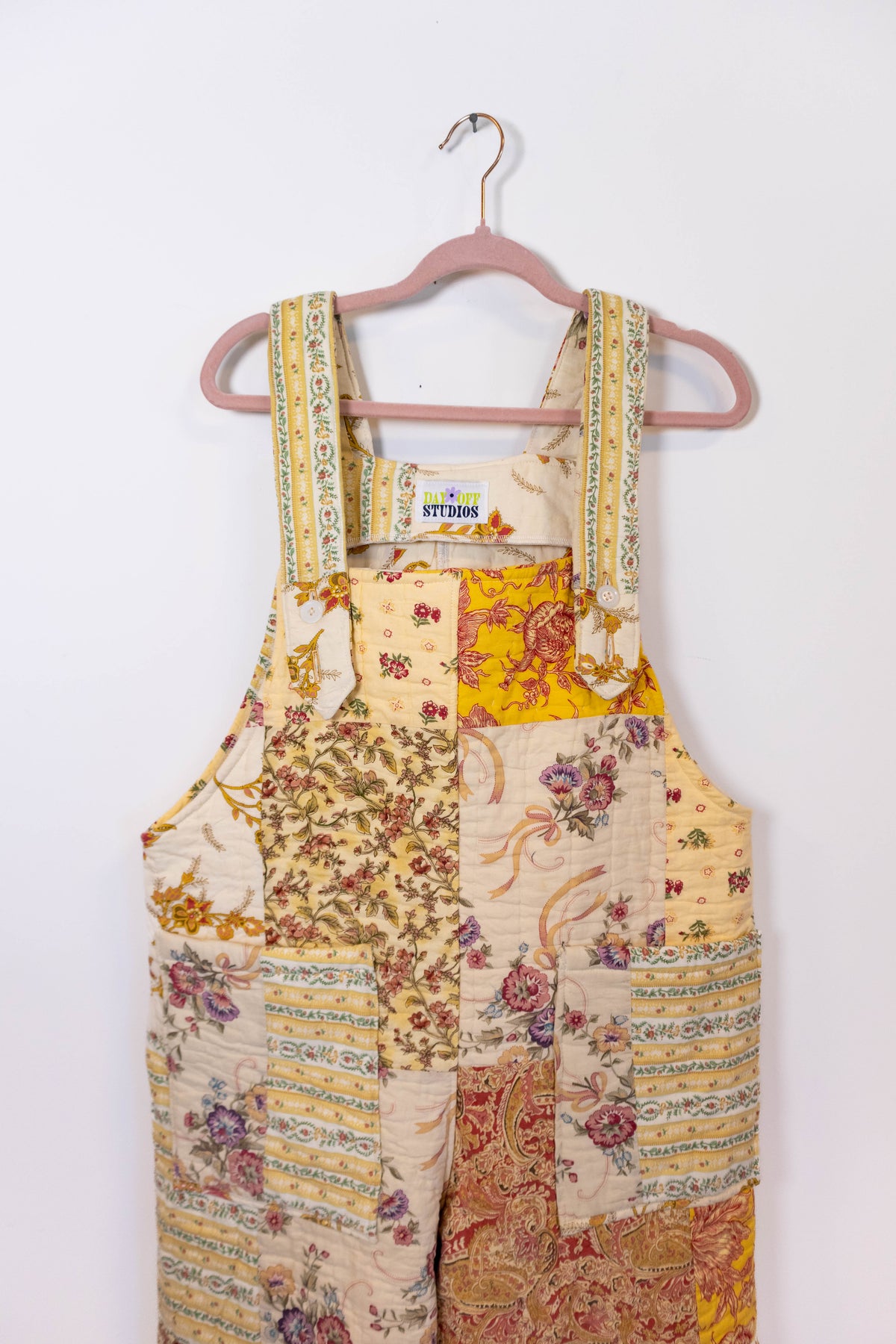 Upcycled Vintage Quilt Overalls – Patchwork Floral One of One