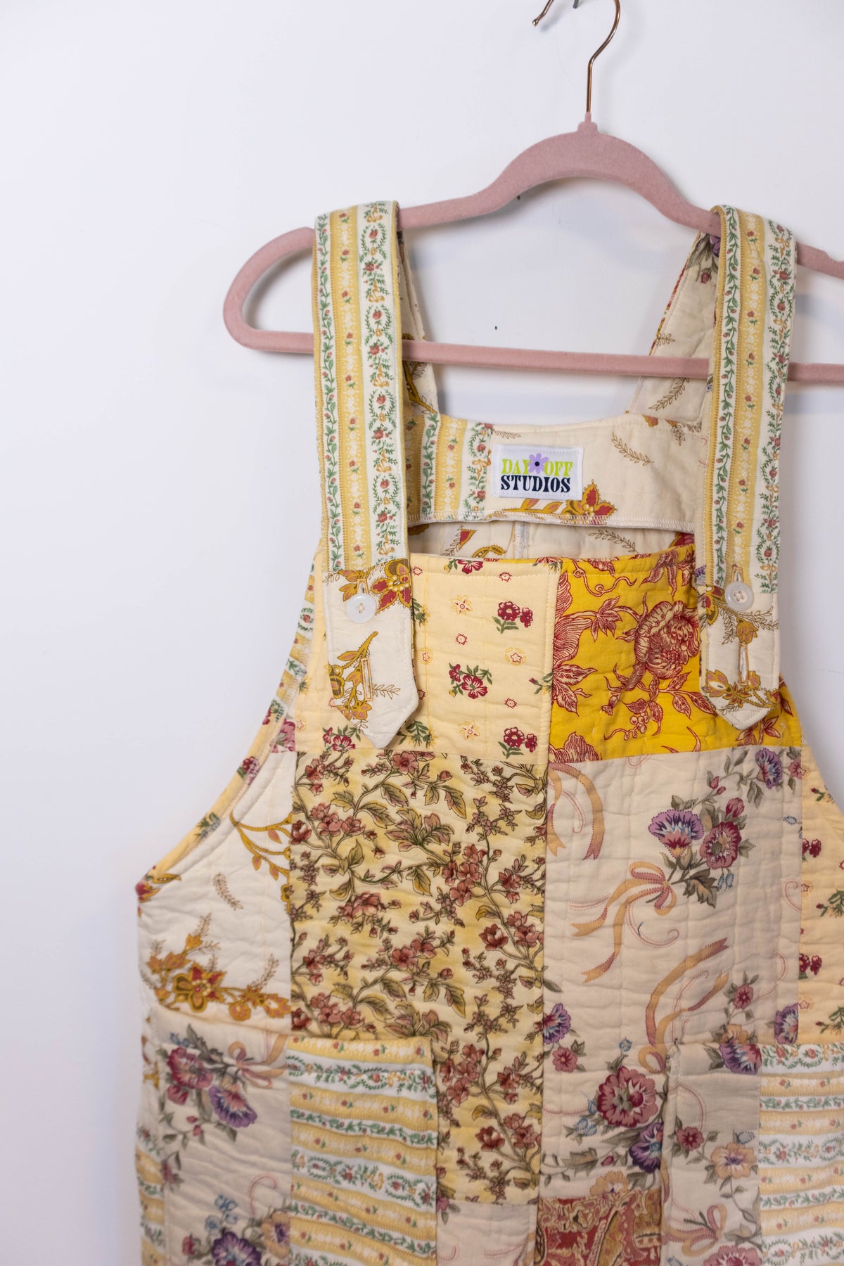 Upcycled Vintage Quilt Overalls – Patchwork Floral One of One