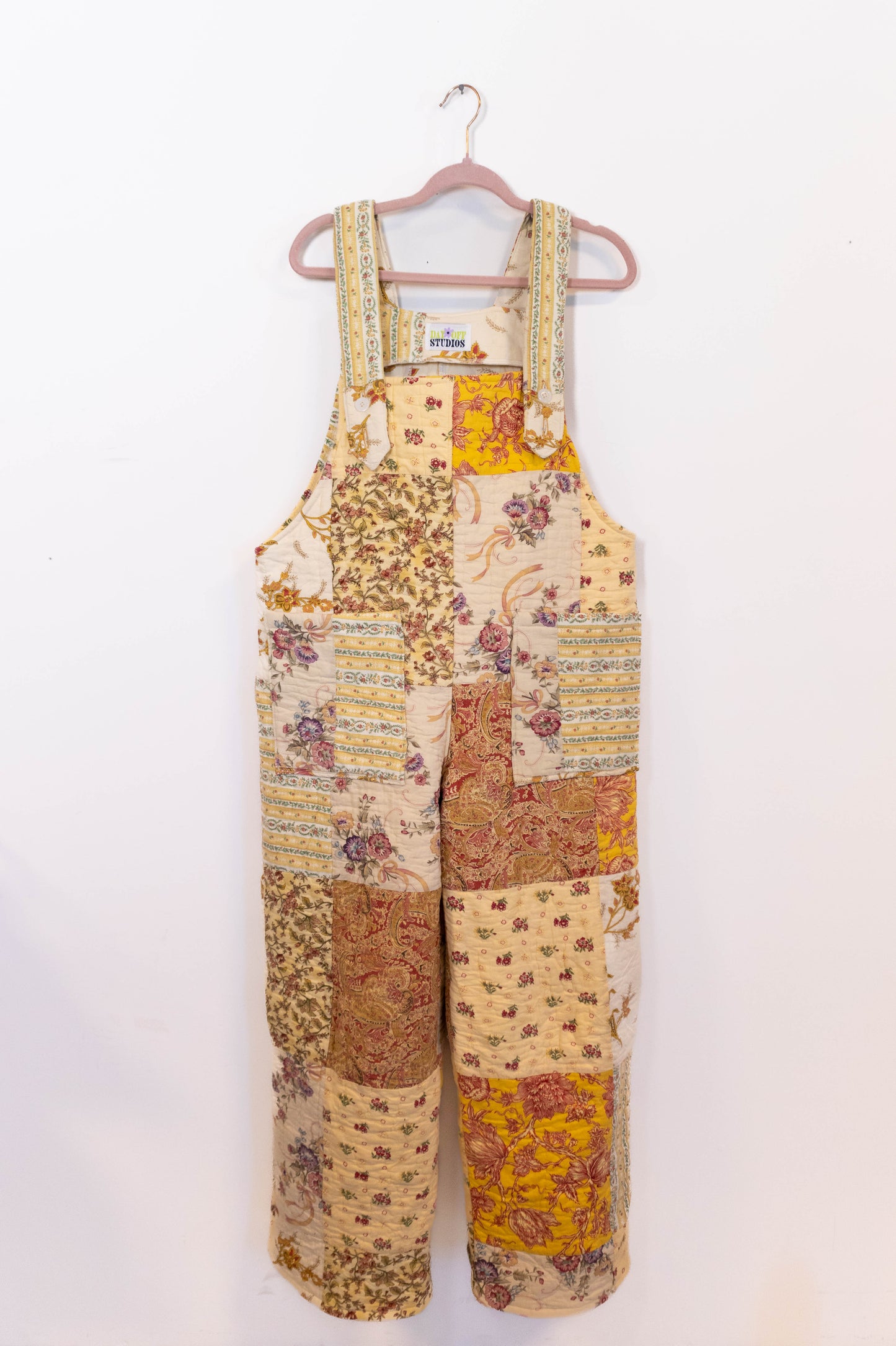 Upcycled Vintage Quilt Overalls – Patchwork Floral One of One