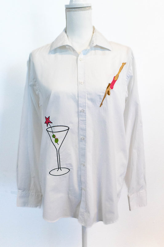 Upcycled "Happy Hour" Button Down