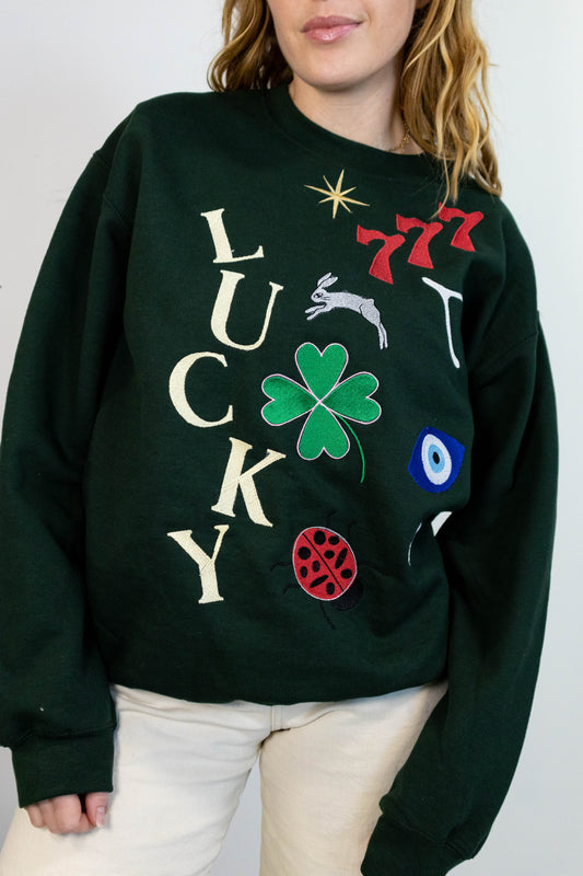 Lucky Icons Embroidered Crewneck