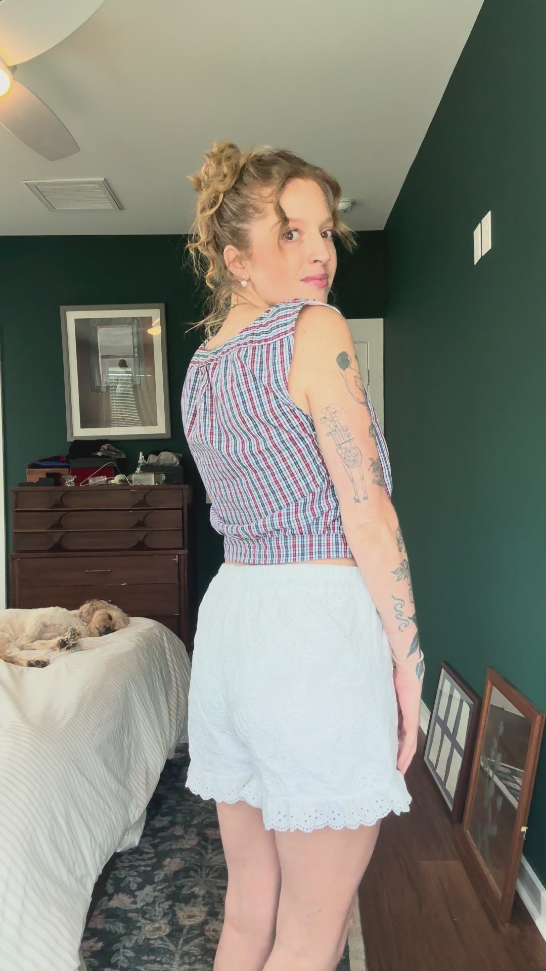 Upcycled Men’s Plaid Button-Down Cropped Tank